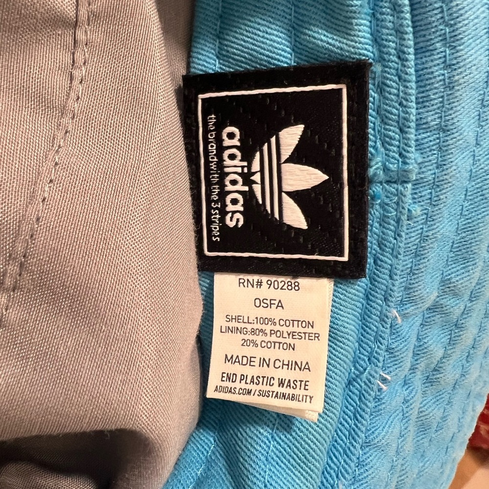 Adidas Unisex Originals Washed Blue Cotton Bucket Hat with Logo 80s/90s one size - Picture 3 of 3